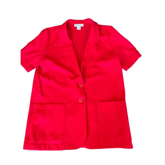 Vintage Briggs 90s Short Sleeve Red V Neck 2 Button Blazer Sz10 - Picture 12 of 12